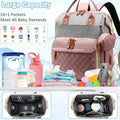 Morfone Baby Diaper Bag Backpack, Multifunction Waterproof Baby Bag with USB Charging Port, Stroller Straps & Pacifier Case Unisex, Pink