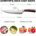 ACMETOP 8 Inch Chef Knife, High Carbon Stainless Steel Kitchen Knife, Non-slip Ultra Sharp Cooking Knives with Ergonomic Handle