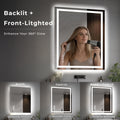 Anoak LED Bathroom Mirror, 24"x 32" Lighted Anti-fog LED Bathroom Vanity Mirror with Dual Light Source, 3 Color Lights, Horizontal & Vertical