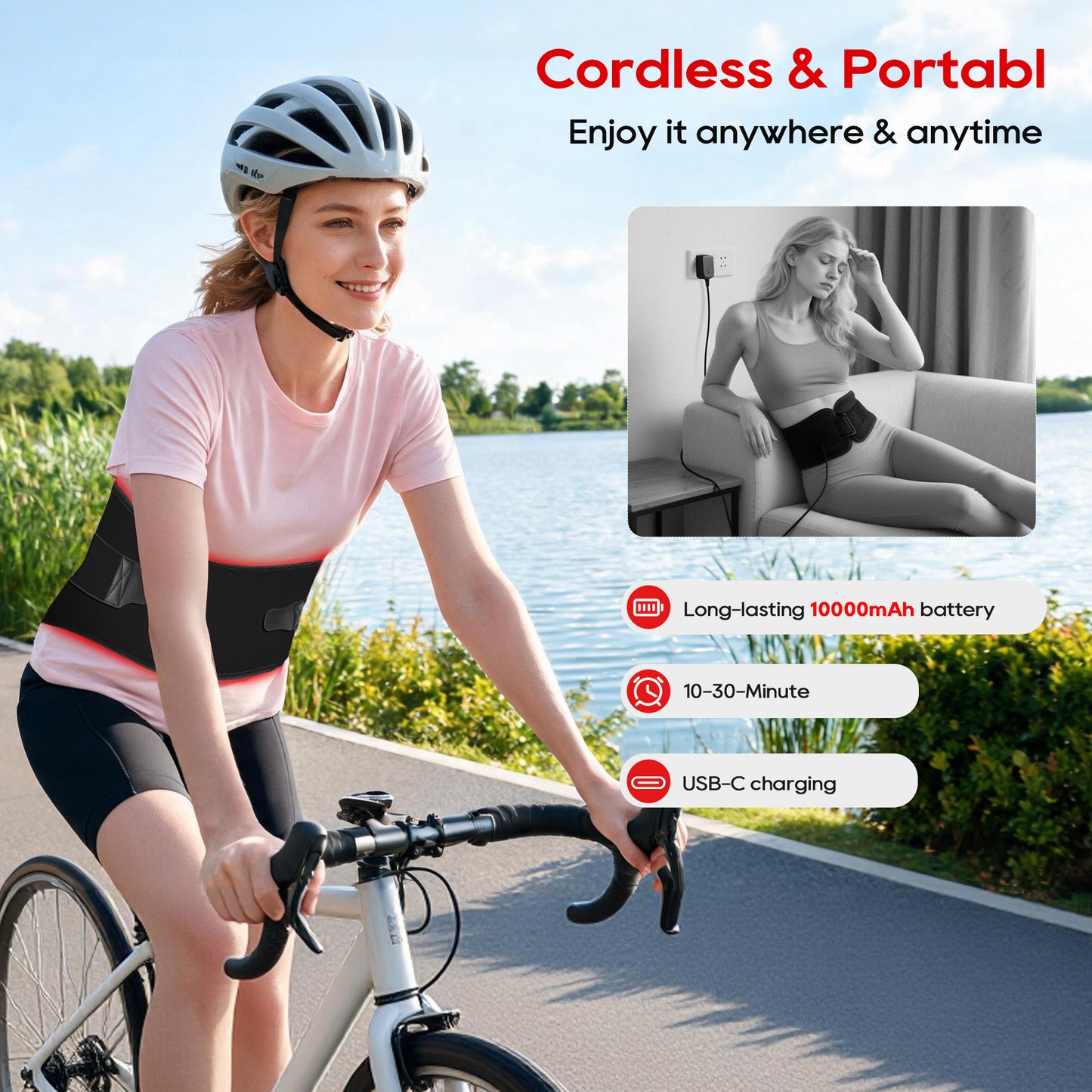 Morfone Red Light for Body, 10000mAh Cordless Portable Infrared Light Pad, 24" x 12" Red Light Mat with Timer, 660 & 850nm Infrared Heating Pad for Back Shoulder Knee Joint Waist