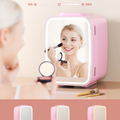 Pink Skincare Fridge | 4L Mini Cooler with Dimmable LED Mirror