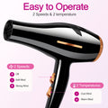 Morfone Hair Dryer, Professional Negative Ionic Thermo-Control Blow Dryer with Hair Diffuser & Nozzle, Black