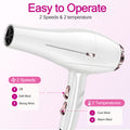 Morfone Hair Dryer, Professional Negative Ionic Thermo-Control Blow Dryer with Hair Diffuser & Nozzle, White