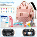 Morfone Baby Diaper Bag Backpack, Multifunction Waterproof Baby Bag with USB Charging Port, Stroller Straps & Pacifier Case Unisex, Pink