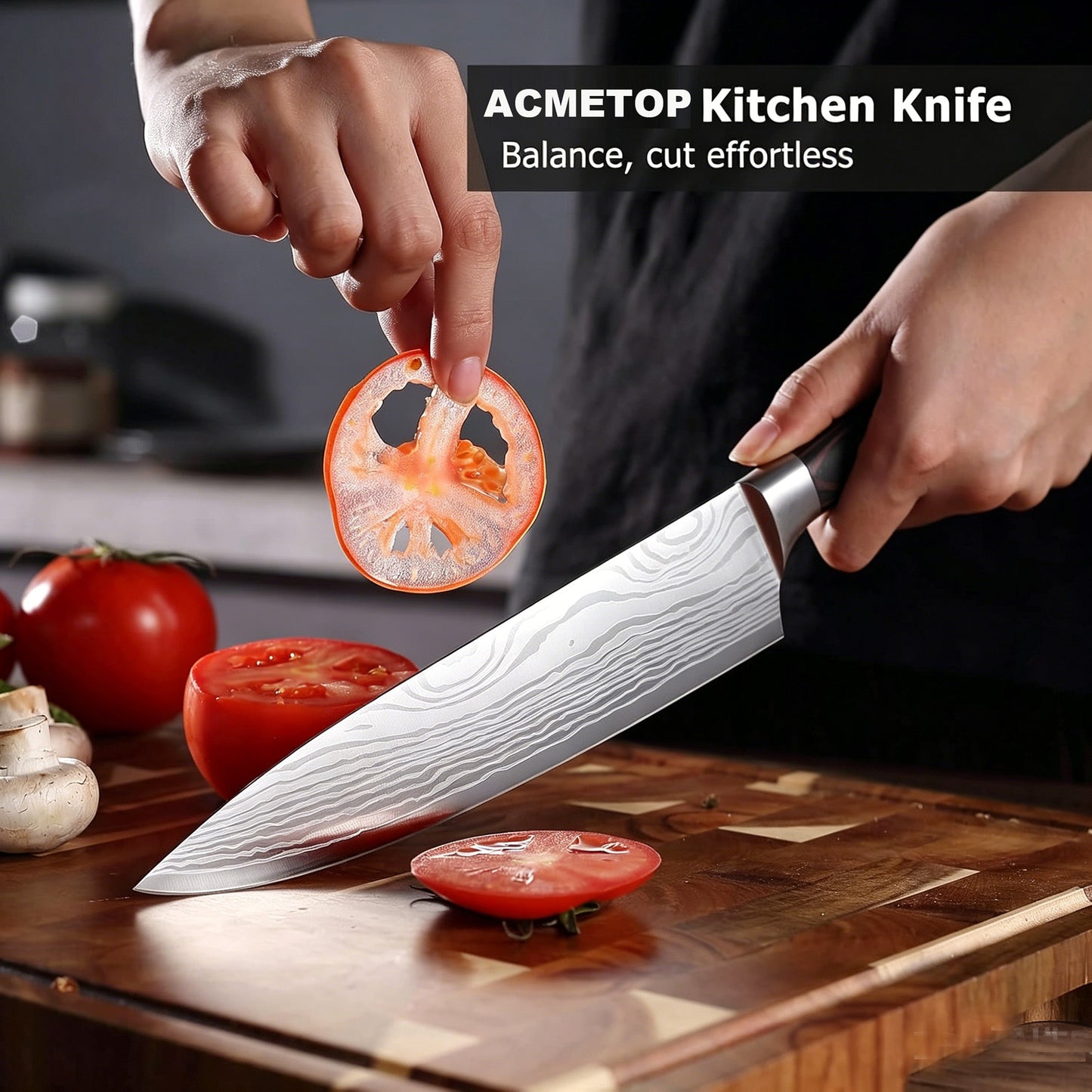 ACMETOP 8 Inch Chef Knife, High Carbon Stainless Steel Kitchen Knife, Non-slip Ultra Sharp Cooking Knives with Ergonomic Handle