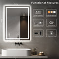 Anoak LED Bathroom Mirror, 24"x 32" Lighted Anti-fog LED Bathroom Vanity Mirror with Dual Light Source, 3 Color Lights, Horizontal & Vertical