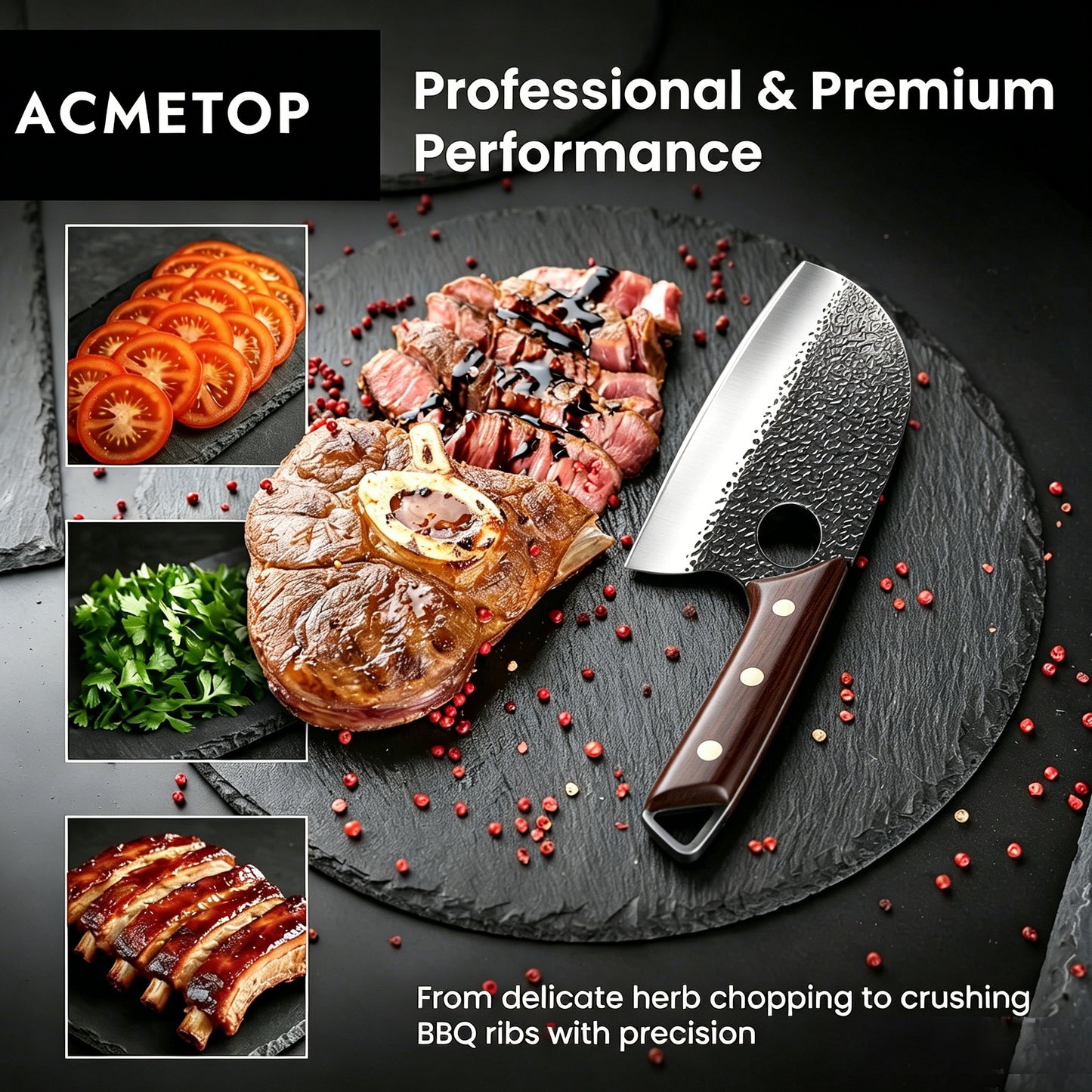 ACMETOP Chef Knife Hand Forged Butcher Knife Japanese Meat Cleaver for Meat & Vegetables 5.8 Inch Kitchen Knife, Kitchen Gift for Men & Women