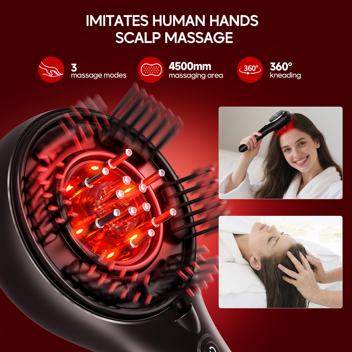 Morfone 3-in-1 Electric Scalp Massager Brushes, Hair Oil Applicator with Nano Mist Sprayer, 4 Massage Modes, Cordless Portable Hair Massager Comb for Men Women