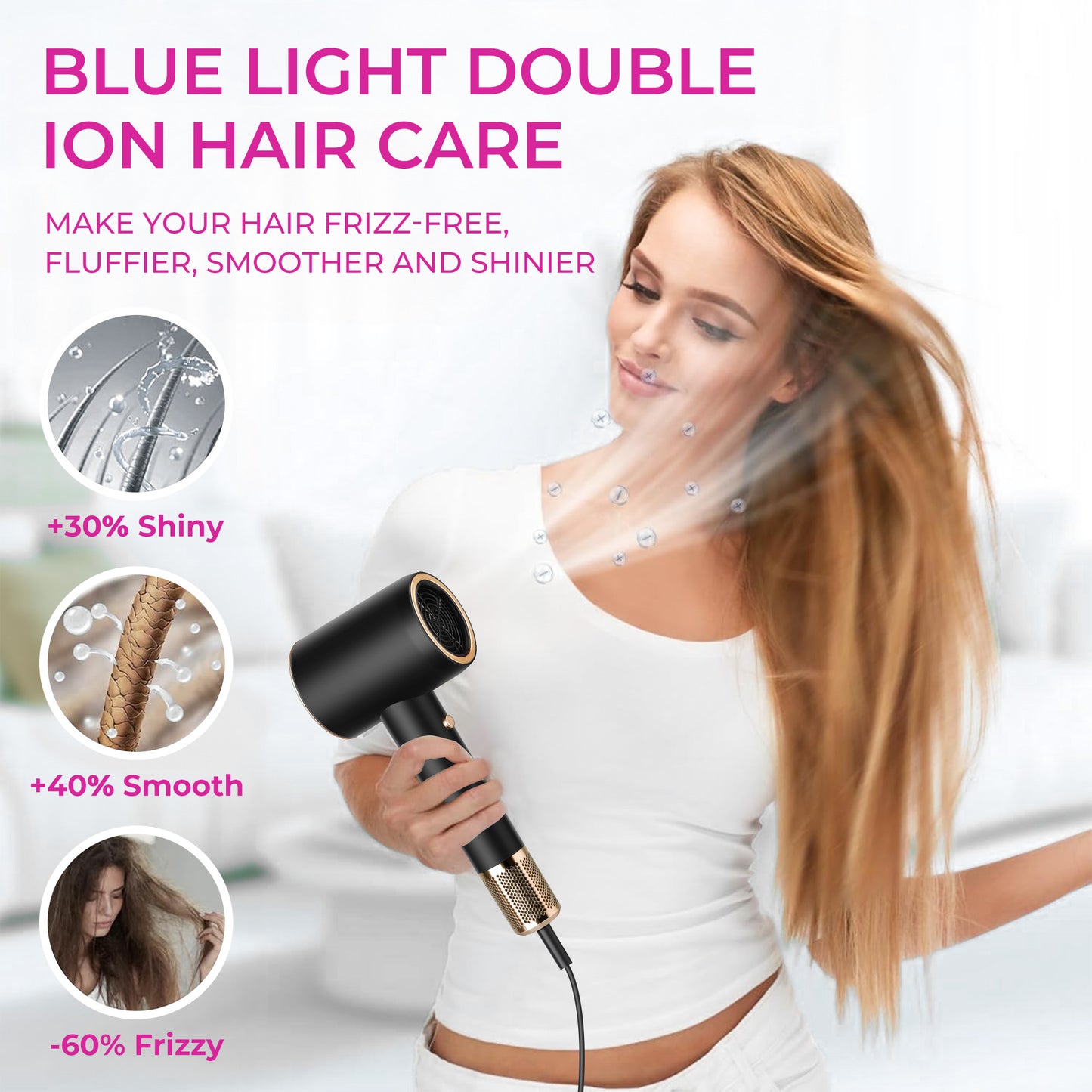 Morfone Hair Dryer, High-Speed Professional Ionic Blow Dryer with Hair Diffuser for Women & Men