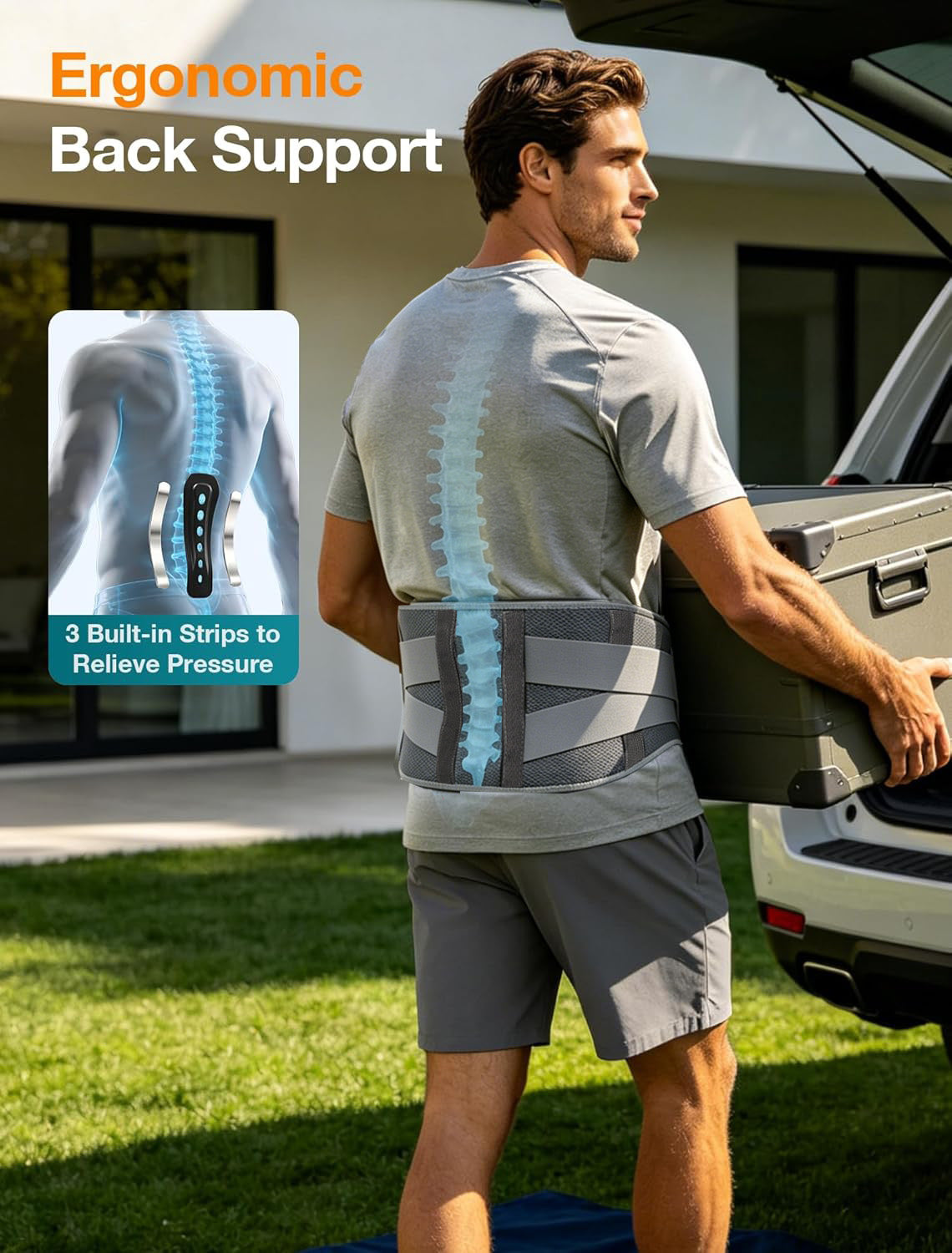 Morfone Cordless Heating Pad Belt for Lower Back Support, Red Light Belt for Body, 660nm & 850nm Infrared Light Lumbar Back Wrap, Gift for Women Men Mom Dad