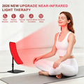 Morfone Red Light Lamp for Body and Face, Tri-Wavelength Red Light Panel with 660nm 850nm 940nm, Near Infrared Light Device with 270° Adjustable Stand for Home Office Travel Use