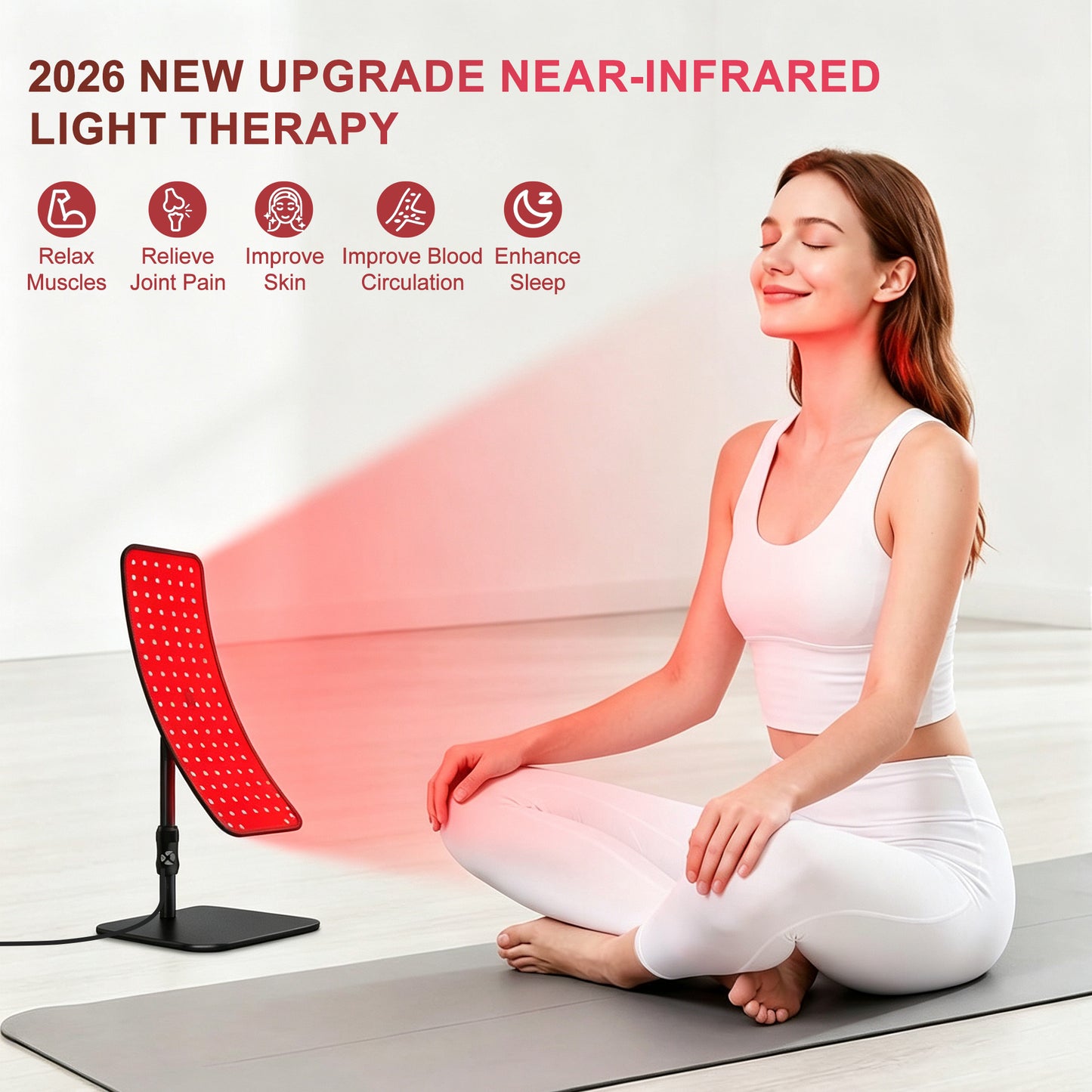 Morfone Red Light Lamp for Body and Face, Tri-Wavelength Red Light Panel with 660nm 850nm 940nm, Near Infrared Light Device with 270° Adjustable Stand for Home Office Travel Use