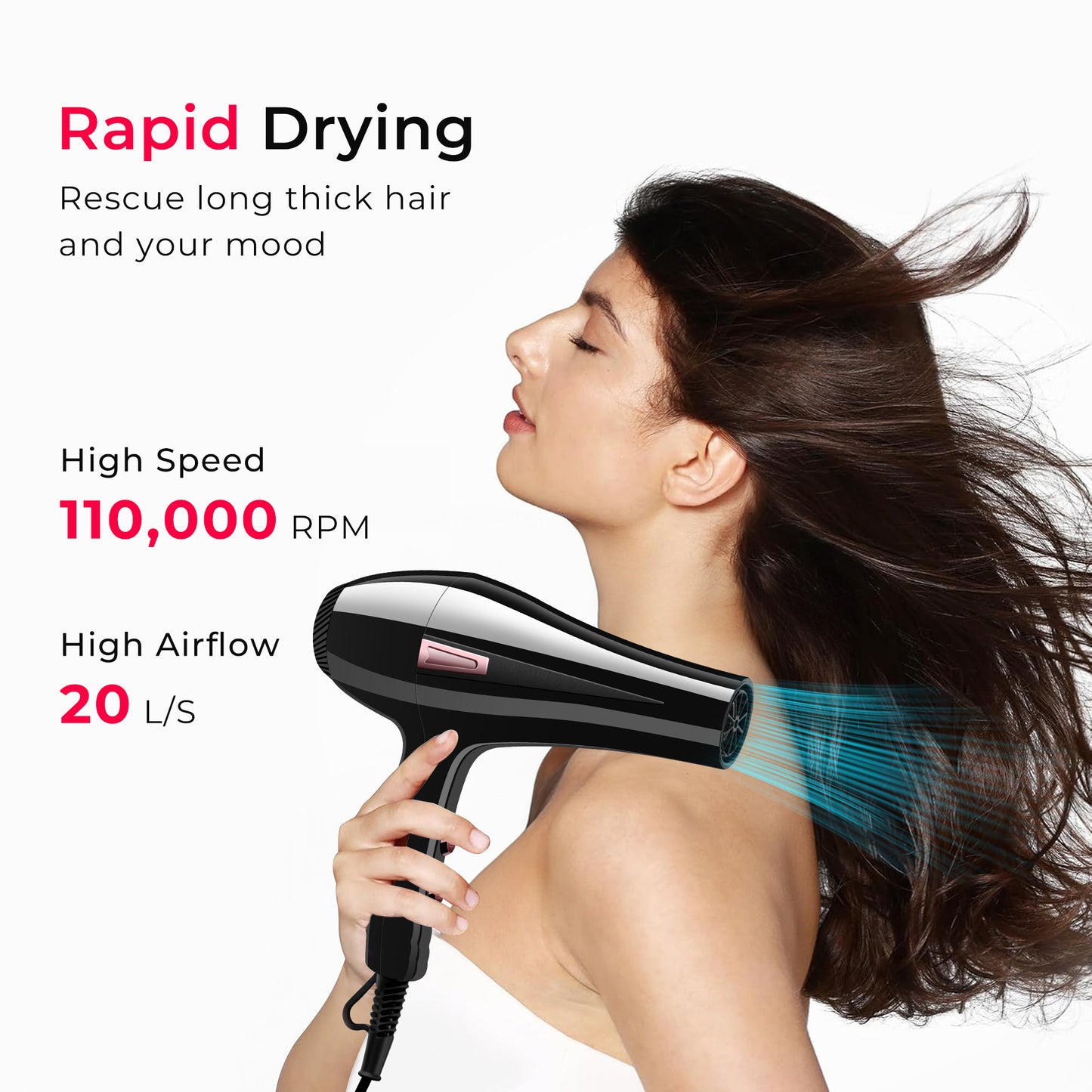 Morfone Hair Dryer, High-Speed Professional Ionic Blow Dryer with Hair Diffuser & Nozzle for Women & Men