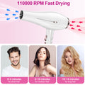 Morfone Hair Dryer, Professional Negative Ionic Thermo-Control Blow Dryer with Hair Diffuser & Nozzle, White