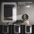 Anoak LED Bathroom Mirror, 24"x 32" Lighted Anti-fog LED Bathroom Vanity Mirror with Dual Light Source, 3 Color Lights, Horizontal & Vertical