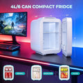 BEICHEN Mini Fridge, 4L/6 Can Small Beverage Refrigerator with LED Gaming Light, AC/DC Portable Cooler & Warmer for Bedroom, Office, Dorm, Car