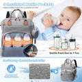 Morfone Baby Diaper Bag Backpack, Multifunction Waterproof Baby Bag with USB Charging Port, Stroller Straps & Pacifier Case Unisex, Gray
