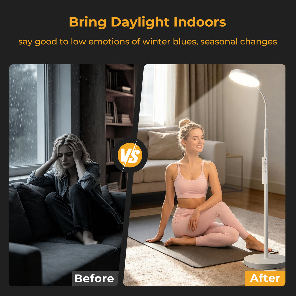 Morfone Happy Light Therapy Lamp,11000 Lux Sunlight Lamp with Remote Control, UV-Free LED