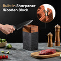 ACMETOP Knife Set, 7 Piece High Carbon Stainless Steel Kitchen Knife Block Set with Built in Sharpener, Black