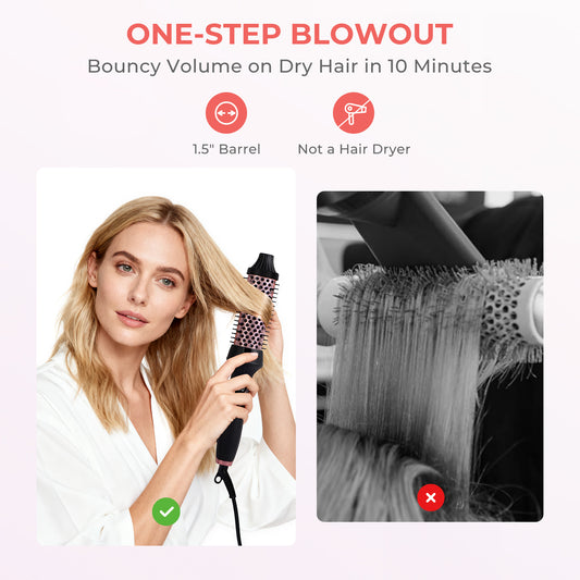 Morfone Thermal Brush, 1.5 Inch Negative Ion Wavy Talk Blowout Brush with Detachable Head and Dual Voltage for Travel, Ceramic, LED Digital Display & Temperature Settings Suitable for All Hair Types