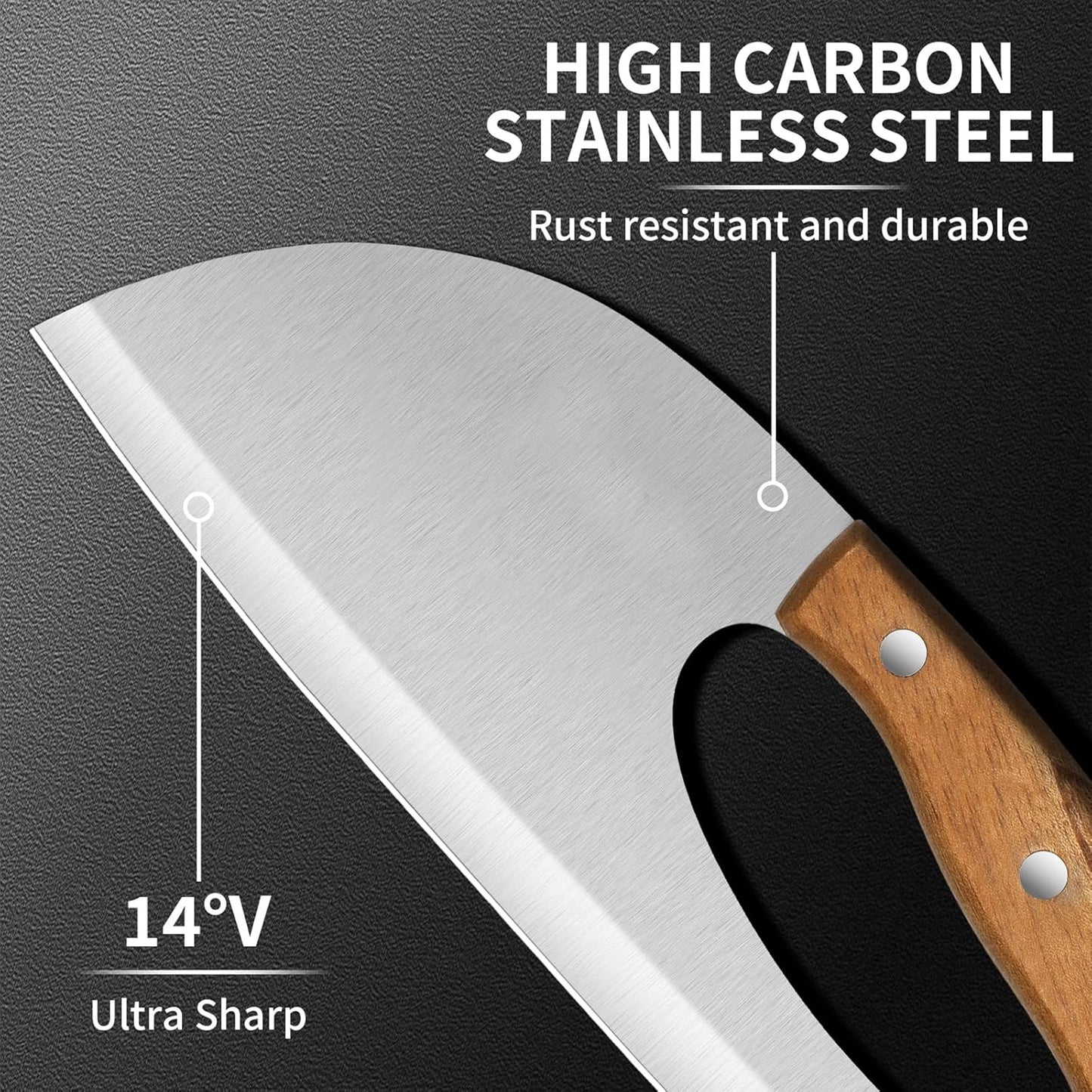 ACMETOP Kitchen Meat Cleaver Knife, Unique Effort Saving Stainless Steel Chef Knife for Cutting Meat Vegetable Father Mother Gift