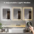Anoak LED Bathroom Mirror, 24"x 32" Lighted Anti-fog LED Bathroom Vanity Mirror with Dual Light Source, 3 Color Lights, Horizontal & Vertical