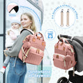 Morfone Baby Diaper Bag Backpack, Multifunction Waterproof Baby Bag with USB Charging Port, Stroller Straps & Pacifier Case Unisex, Pink