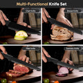 ACMETOP Knife Set, 7 Piece High Carbon Stainless Steel Kitchen Knife Block Set with Built in Sharpener, Black