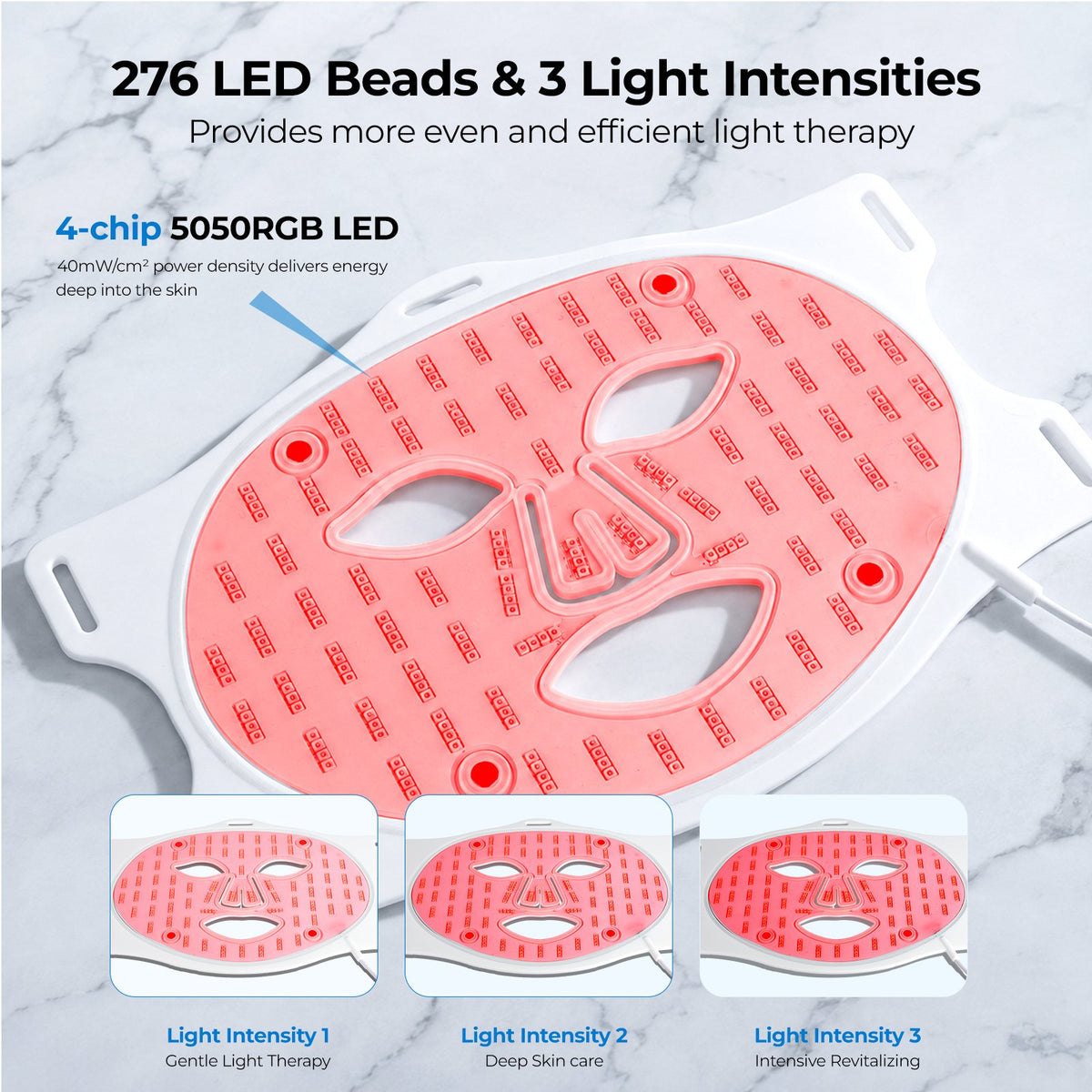 Morfone Red Light Therapy for Face with Cooling Gel Pack, 4 Modes LED Face Mask, 850nm NIR & 660nm Red Light Mask Home Travel Gift