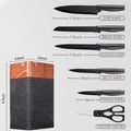 ACMETOP Knife Set, 7 Piece High Carbon Stainless Steel Kitchen Knife Block Set with Built in Sharpener, Black