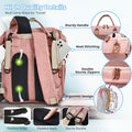 Morfone Baby Diaper Bag Backpack, Multifunction Waterproof Baby Bag with USB Charging Port, Stroller Straps & Pacifier Case Unisex, Pink