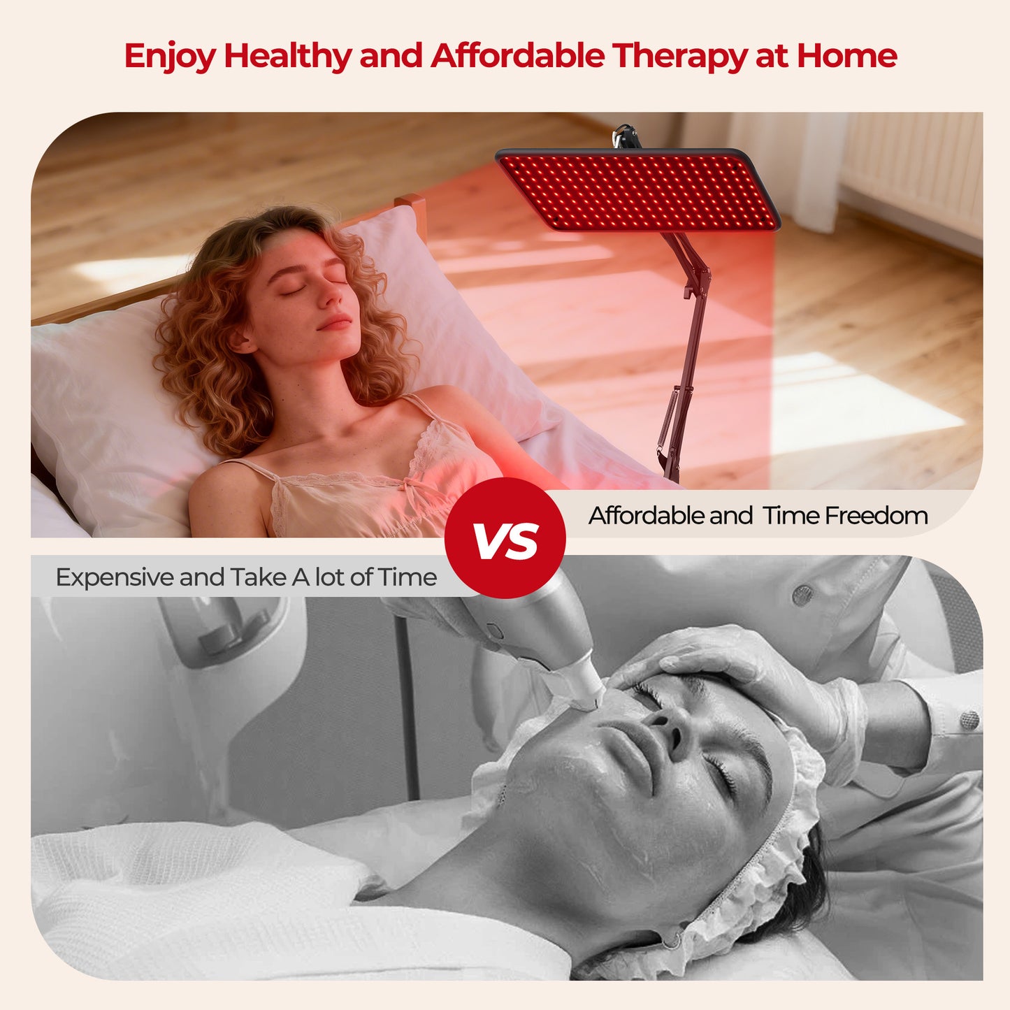 Morfone Red Light Lamp for Body Face,660nm 850nm 940nm Infrared Light device with Large Panel and Adjustable Stand, Gift for Women Mom Men, Black