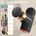 Morfone Mini Massage Gun with Red Light & Heat, Portable Deep Tissue Massager with 4 Heads for Home Office Travel, Black