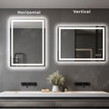 Anoak LED Bathroom Mirror, 24"x 32" Lighted Anti-fog LED Bathroom Vanity Mirror with Dual Light Source, 3 Color Lights, Horizontal & Vertical