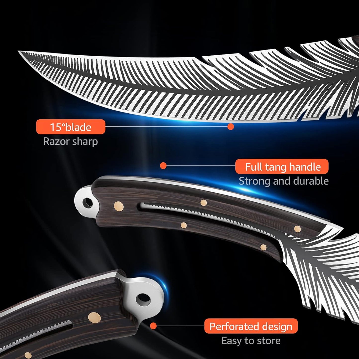 ACMETOP Feather Knife Professional Viking Knife Meat Cleaver Butcher Knife Boning Knife for Kitchen Camping Chef Knives Gifts for Men Women