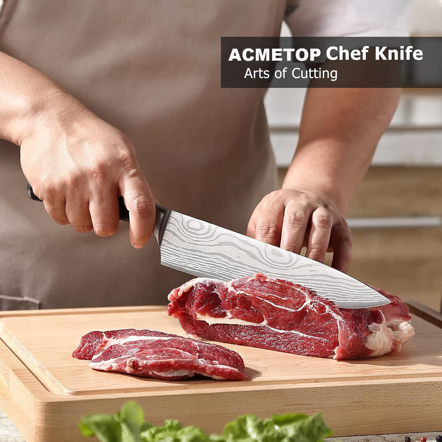 ACMETOP 8 Inch Chef Knife, High Carbon Stainless Steel Kitchen Knife, Non-slip Ultra Sharp Cooking Knives with Ergonomic Handle