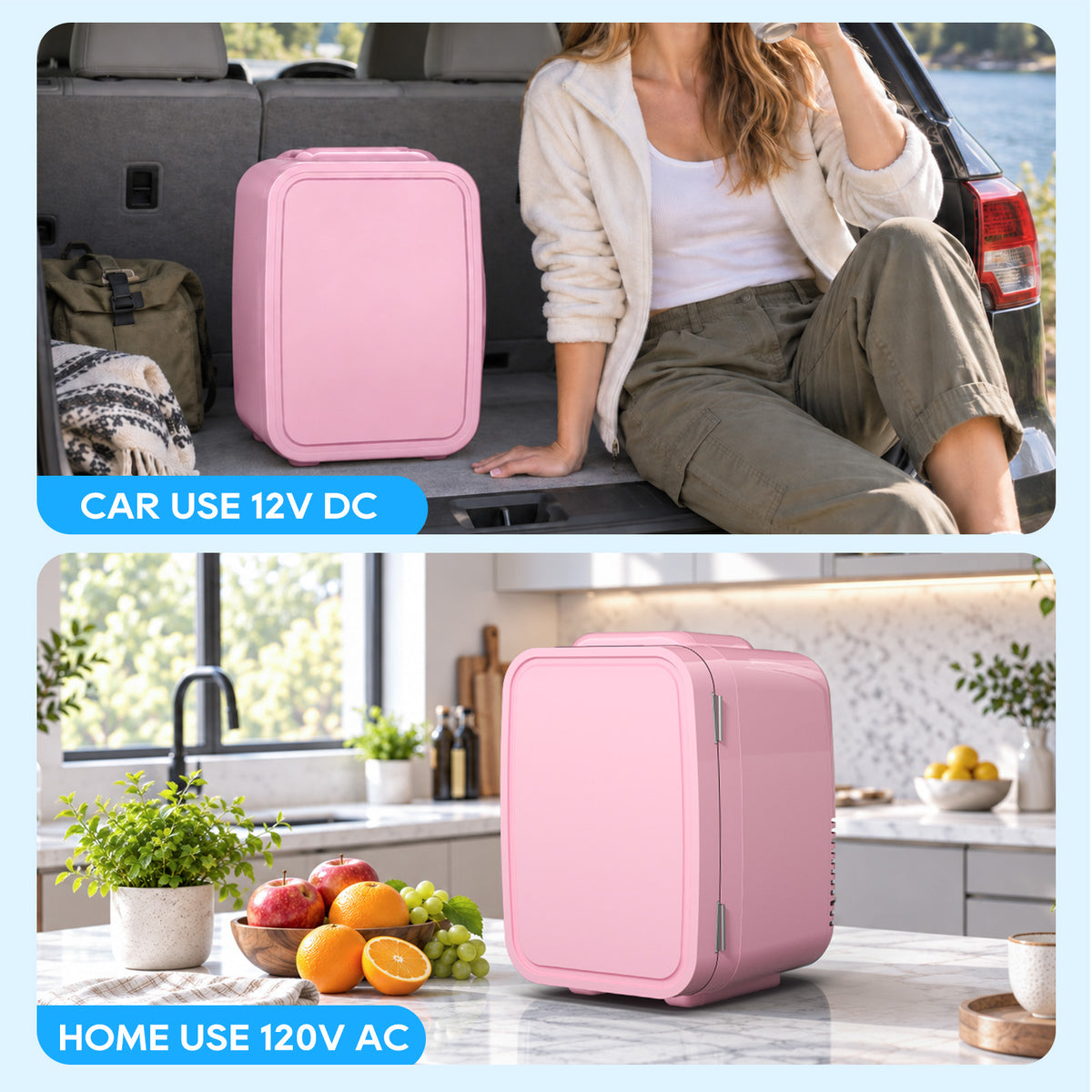 BEICHEN Mini Fridge, 6 Liter/8 Can Small Fridge, AC/DC Portable Skincare Fridge, Cooler and Warmer Refrigerators