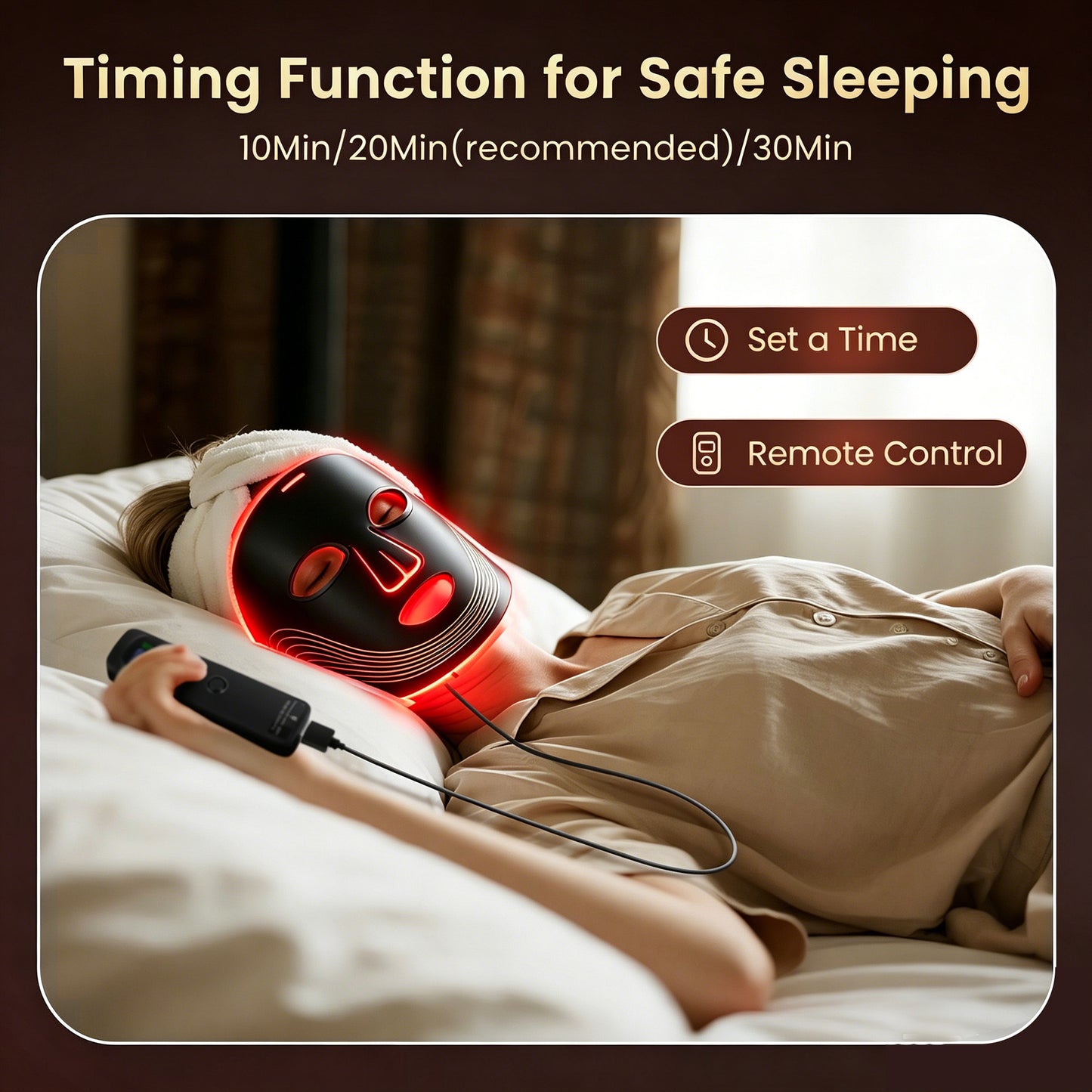 Morfone Red Light Therapy Mask for Face, 4 Modes Led Face Mask, 850NM Infrared & Red Light Mask at Home, Travel (Black)