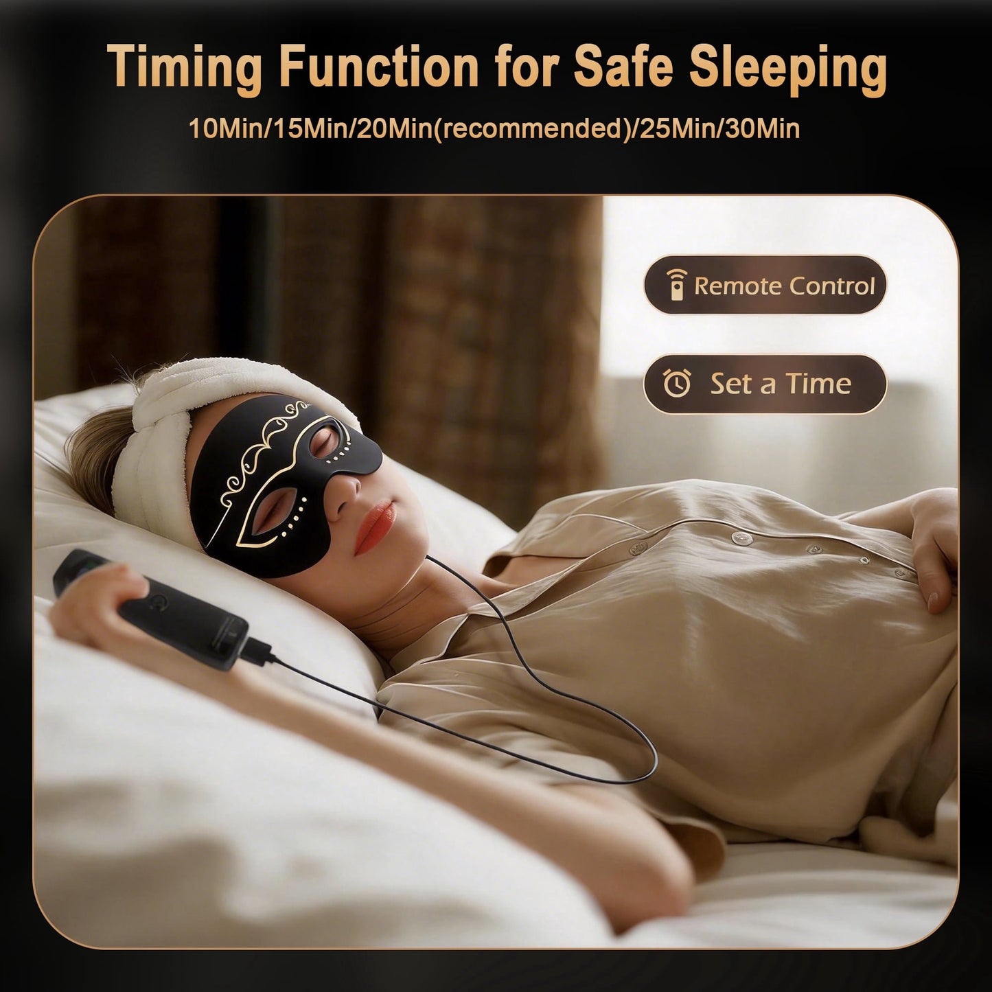 Morfone Red Light Therapy for Eyes & Forehead, 4 Modes Under-Eye Infrared Red Light Eye Mask, Portable Eye Massager for Men Women (Black)