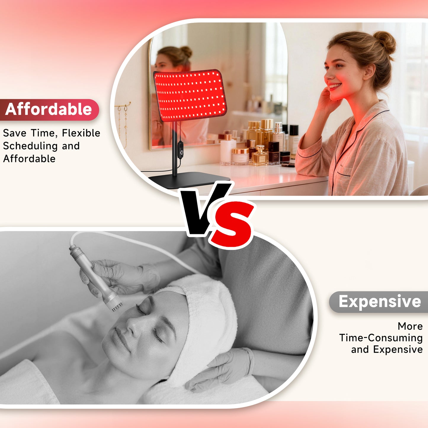 Morfone Red Light Lamp for Body and Face, Tri-Wavelength Red Light Panel with 660nm 850nm 940nm, Near Infrared Light Device with 270° Adjustable Stand for Home Office Travel Use