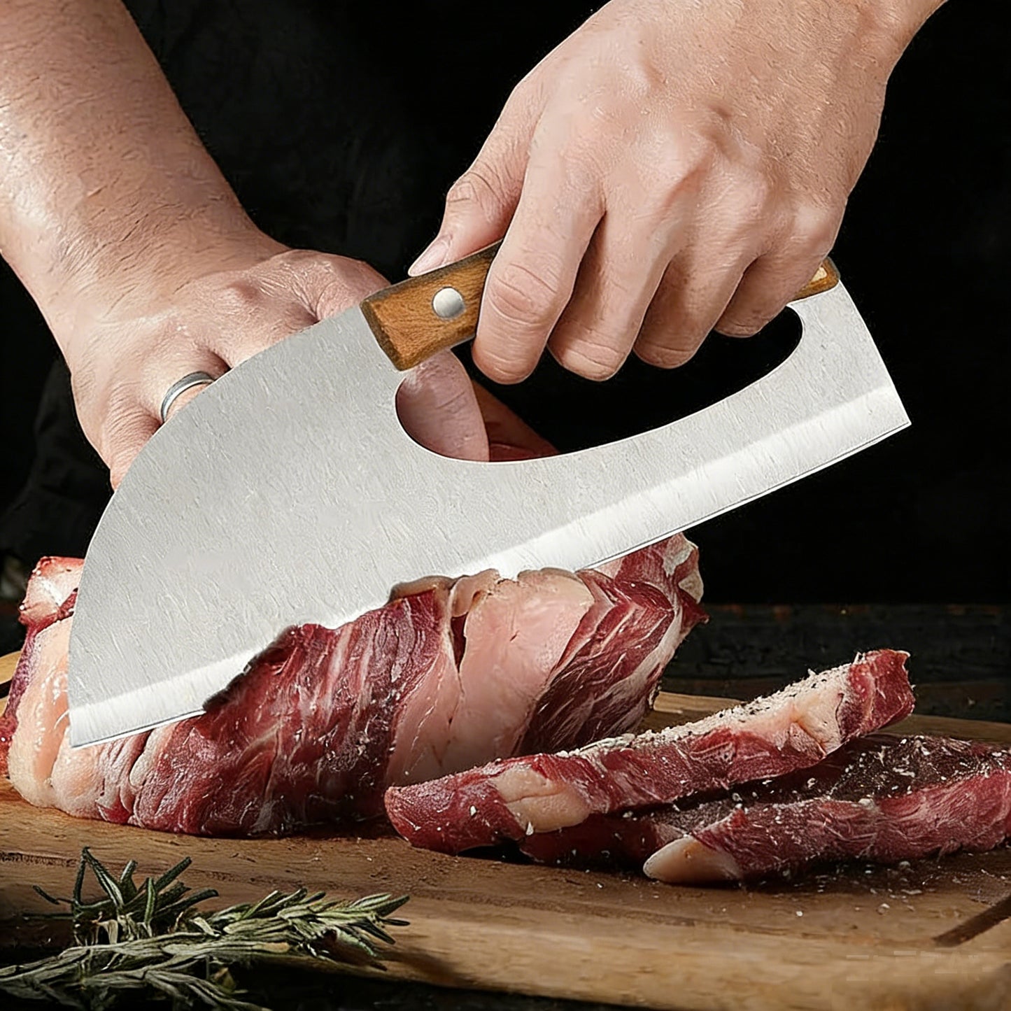 ACMETOP Kitchen Meat Cleaver Knife, Unique Effort Saving Stainless Steel Chef Knife for Cutting Meat Vegetable Father Mother Gift