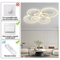 Anoak Ceiling Light, Dimmable Modern LED Ceiling Light with Remote Control, 30.7" 6-Ring Light Fixture for Living Room, Dining Room, Bedroom, Kitchen