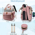 Morfone Baby Diaper Bag Backpack, Multifunction Waterproof Baby Bag with USB Charging Port, Stroller Straps & Pacifier Case Unisex, Pink