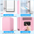 Mini Fridge, 6 Liter/8 Can Small Refrigerator, AC/DC Portable Skincare Fridge for Bedroom, Dorm, Office, Car, Pink