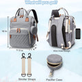 Morfone Baby Diaper Bag Backpack, Multifunction Waterproof Baby Bag with USB Charging Port, Stroller Straps & Pacifier Case Unisex, Gray
