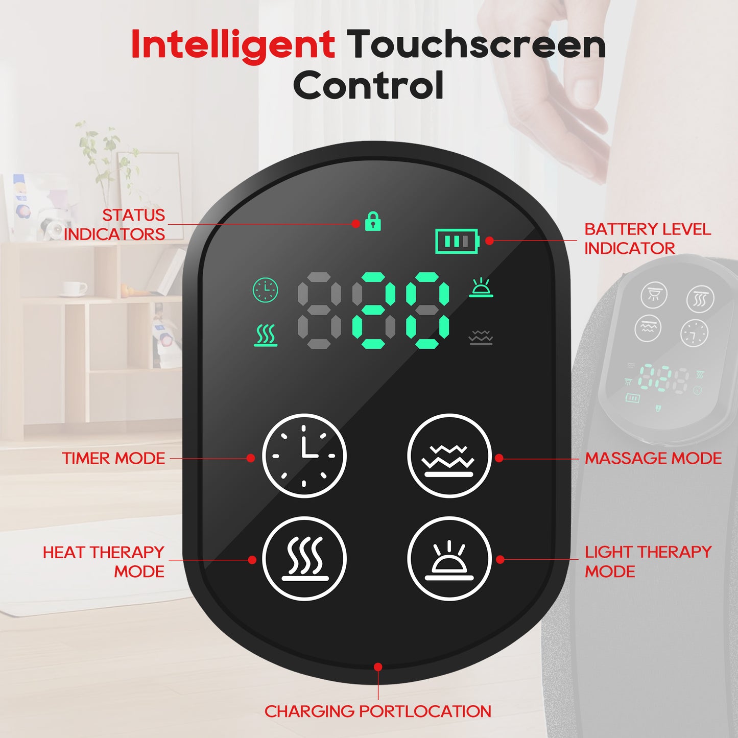 Morfone Cordless Red Light Knee Massager with 3 Heat & 3 Vibration, 660nm & 850nm Infrared Light Knee Brace with Timer，Ideal Gift for Women Man