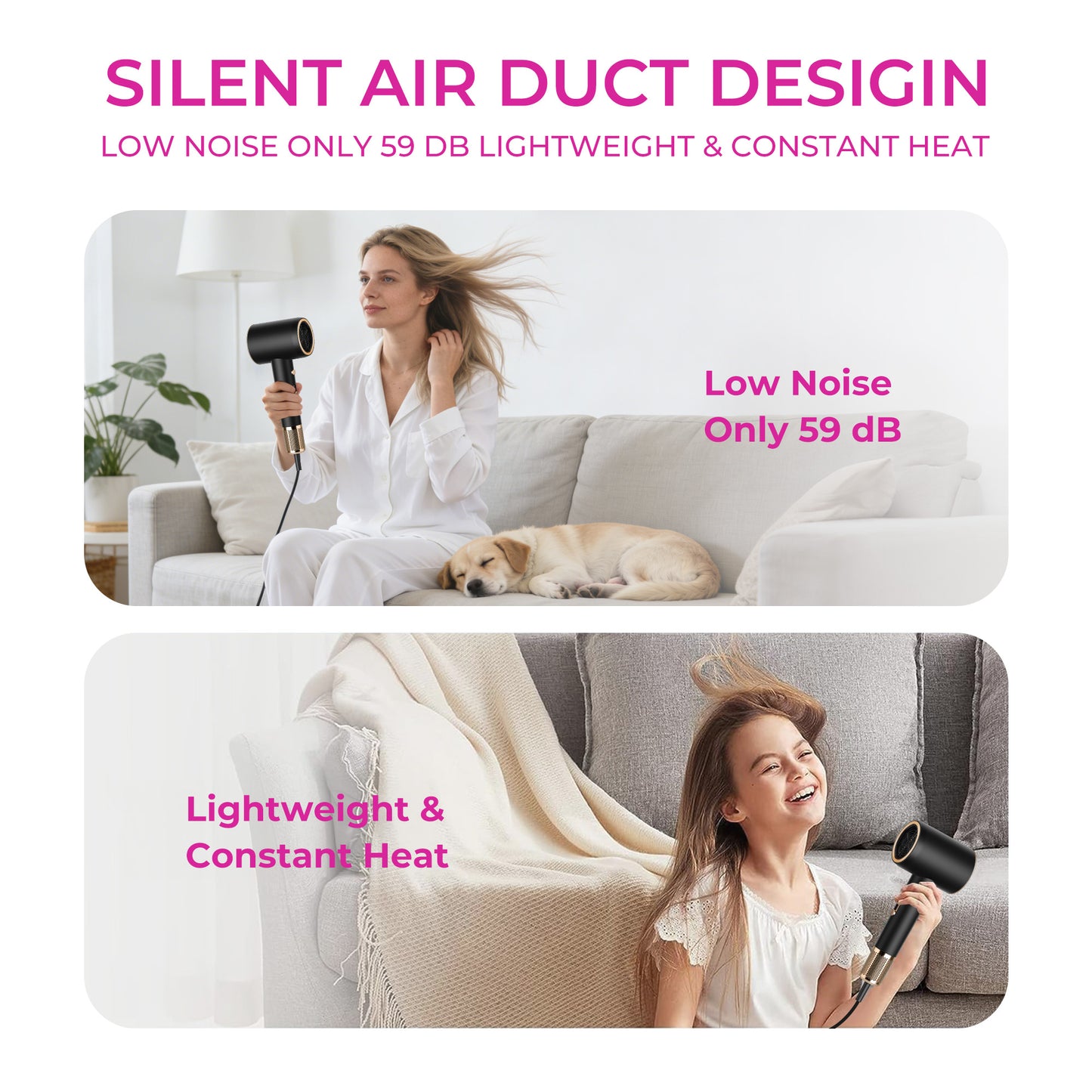 Morfone Hair Dryer, High-Speed Professional Ionic Blow Dryer with Hair Diffuser for Women & Men