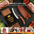 ACMETOP Kitchen Knife, Hand Forged Chef Knife, Meat Cleaver Knife with Sheath, Full Tang Butcher Knife for Camping, BBQ, Christmas Gift for Men and Women