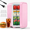 Mini Fridge, 6 Liter/8 Can Small Refrigerator, AC/DC Portable Skincare Fridge for Bedroom, Dorm, Office, Car, Pink