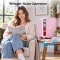 Mini Fridge, 6 Liter/8 Can Small Refrigerator, AC/DC Portable Skincare Fridge for Bedroom, Dorm, Office, Car, Pink